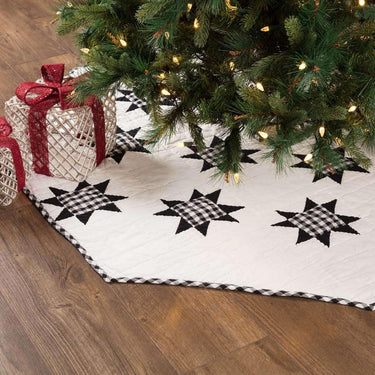 Emmie Black Patchwork Christmas Tree Skirt 60 VHC Brands - The Fox Decor